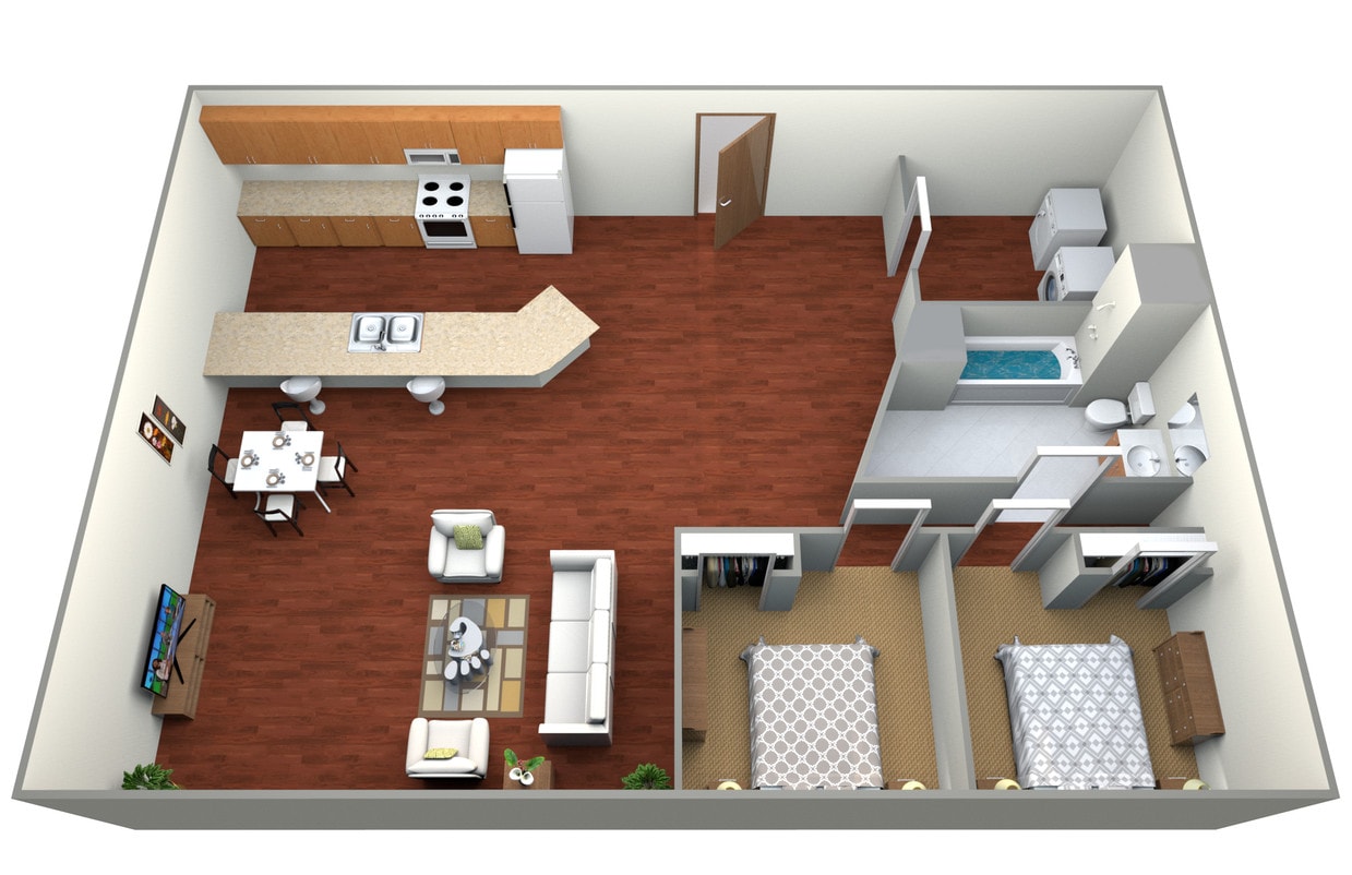 Floor Plan - 2 Bedroom, 1 Bathroom