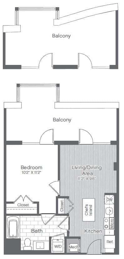 Floor Plan - 1 Bed/1 Bath-A5