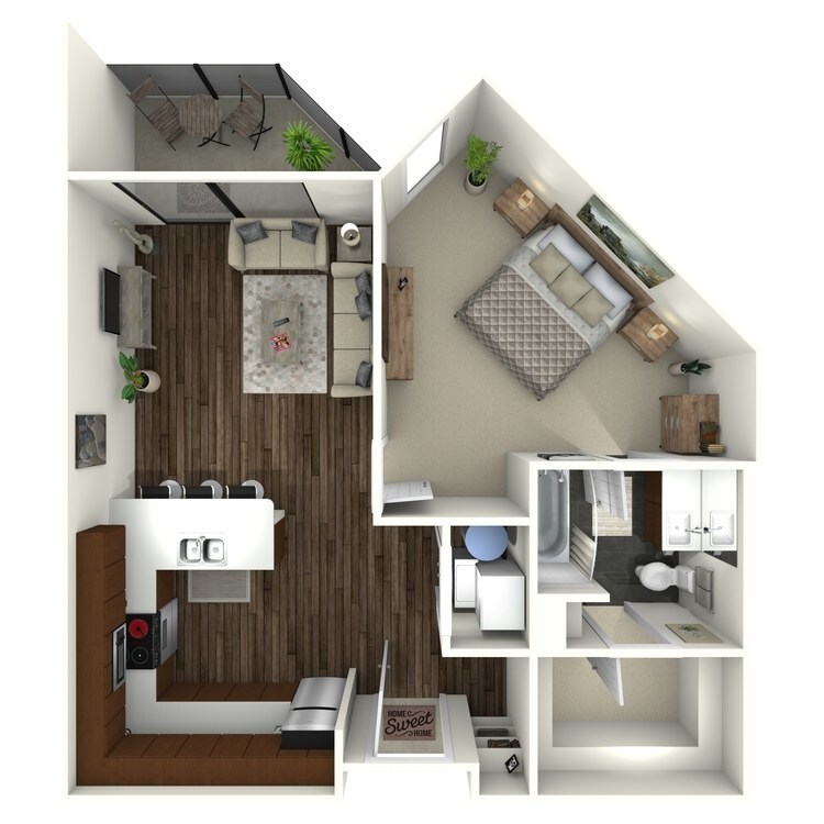 695 square foot one bedroom, one bath apartment home - 1B8 MIDTOWN SELECT