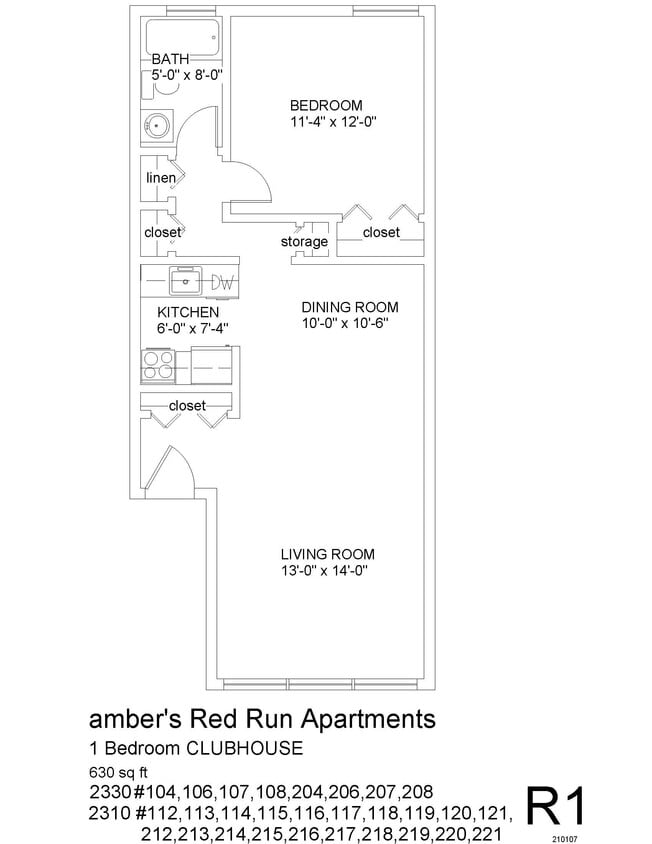 Floor Plan - 1 Bedroom