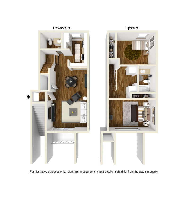 Floor Plan - Two Bedroom One Half Bathroom 