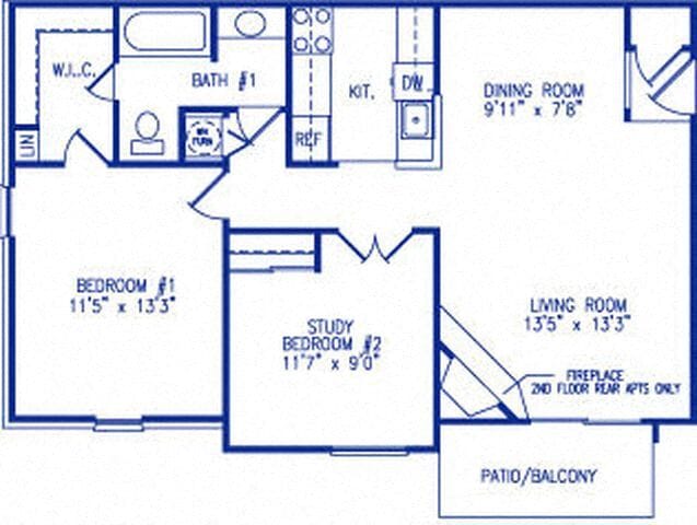 Floor Plan - 2 Bed 1 Bath