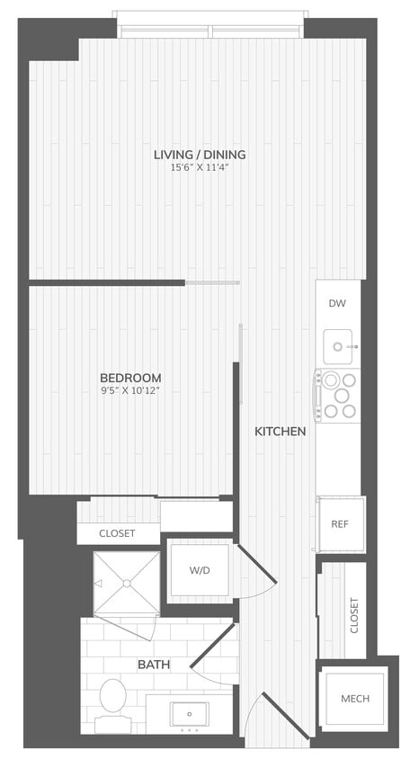 Floor Plan - 1 Bed/1 Bath A West