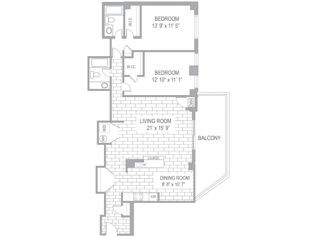 Floor Plan - 2BR/2BA MODERNIZED