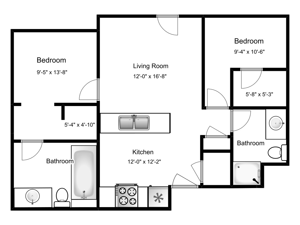 Floor Plan - 1x1 620 sf