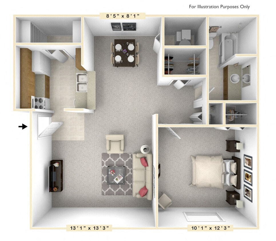 Floor Plan - The Dry Dock 1 BR 1 BA