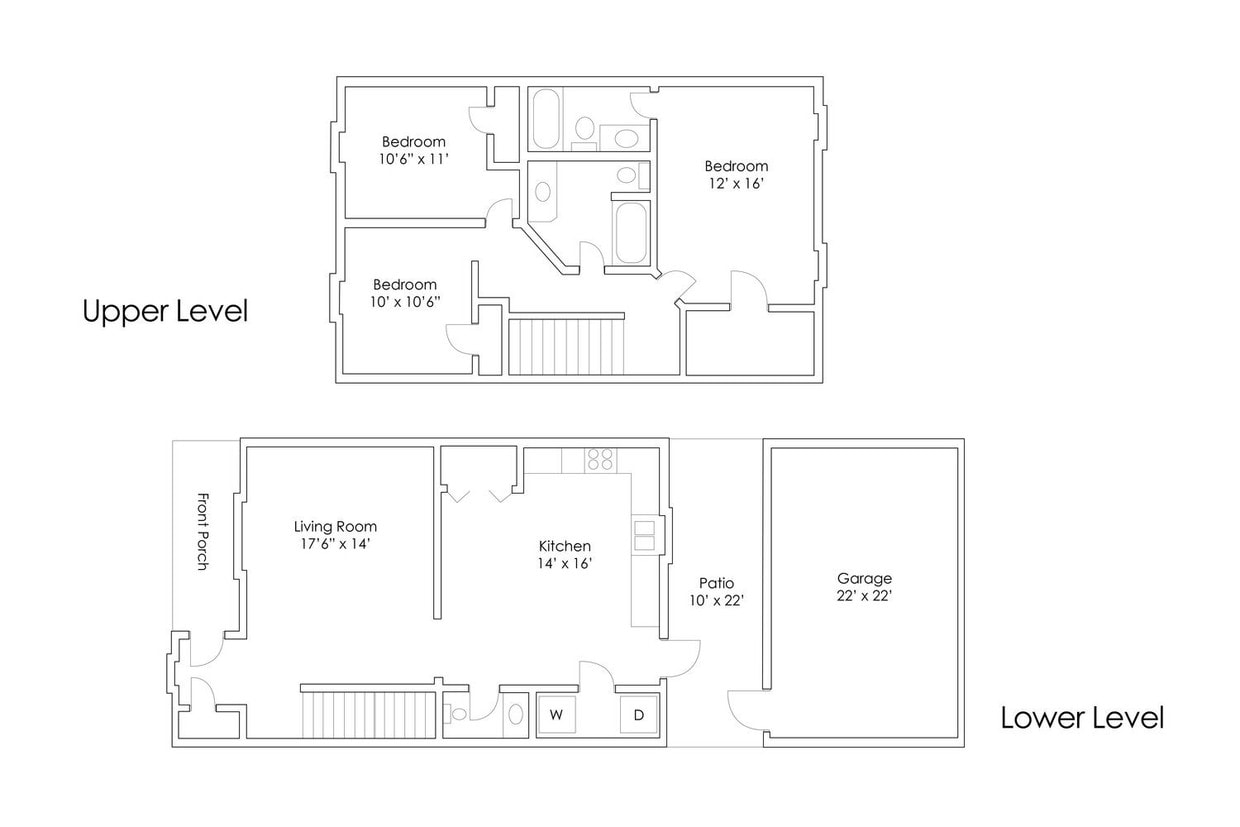 Floor Plan - 3 Bedroom 2.5 Bath Townhome
