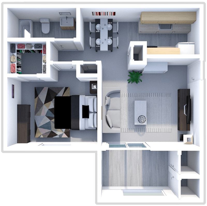 Floor Plan - 1 bed Maumee - Lower