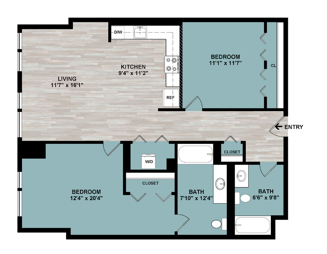 C1 | 2-Bedroom Floorplan - C1