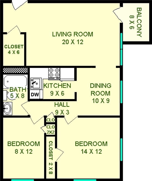 Stowe Two Bedroom Floorplan - Stowe