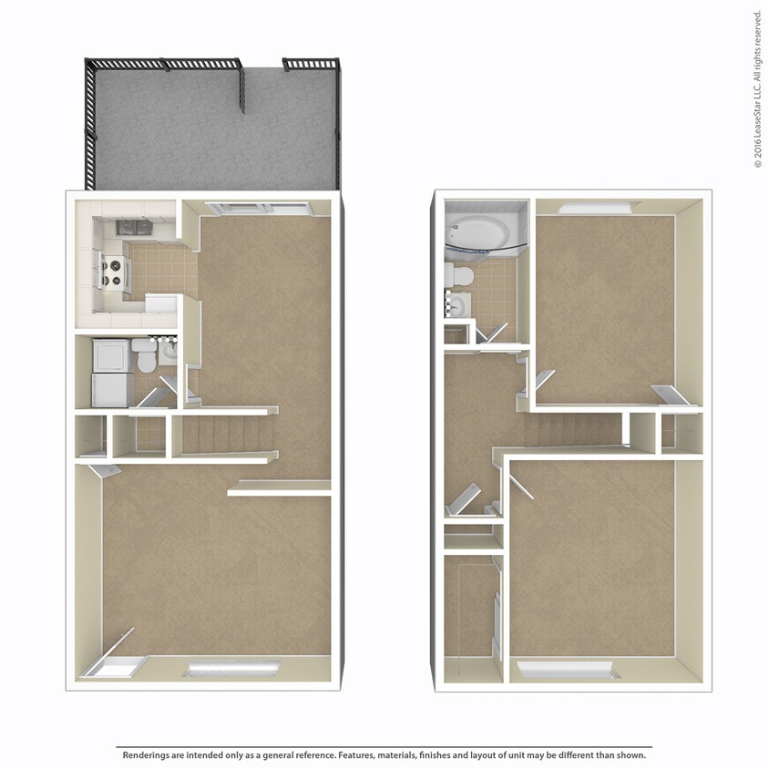 Floor Plan - 2 bed, 1.5 bath Upgraded