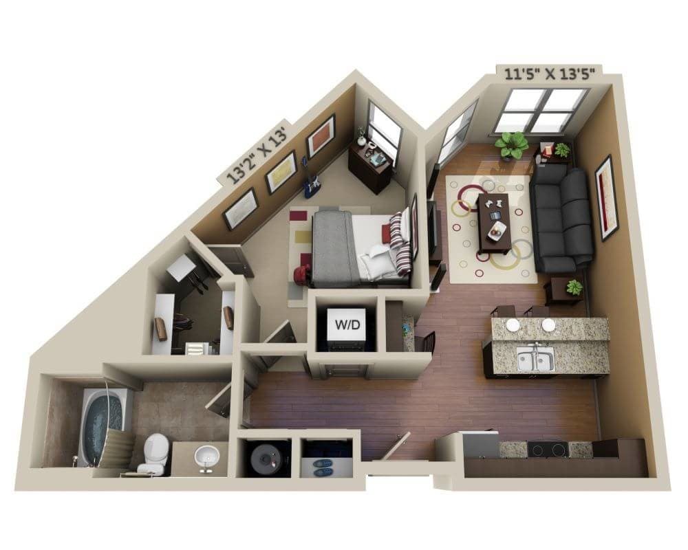 Floor Plan - One Bedroom A1A