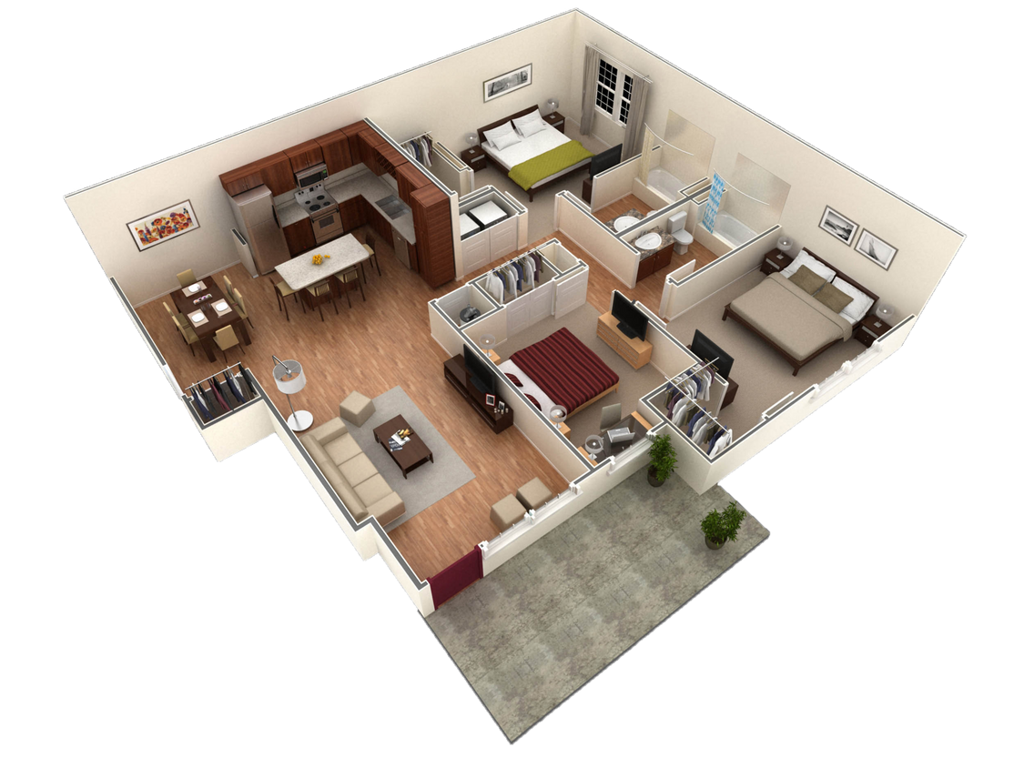 Floor Plan - 3 BR Grand Courtyard Garage