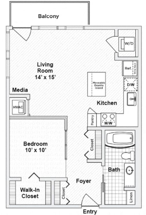 Floor Plan - Annex 1 Bedroom 1 Bath 656