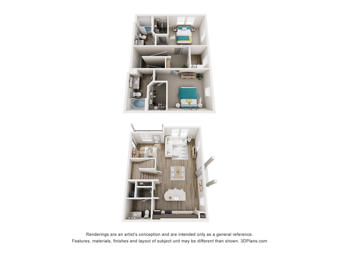 Floor Plan - B5 - Two Bedroom, Two and 1/2 Bathroom