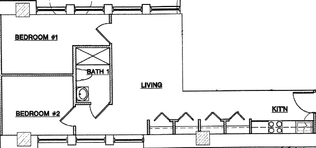 Floor Plan - 2 Bed, 1 Bath - Style C
