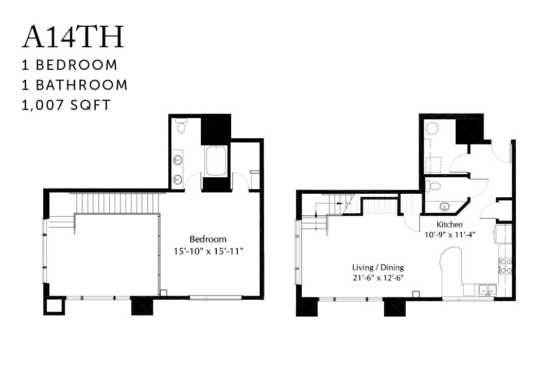 Floor Plan - A14 TH One Bedroom Townhome