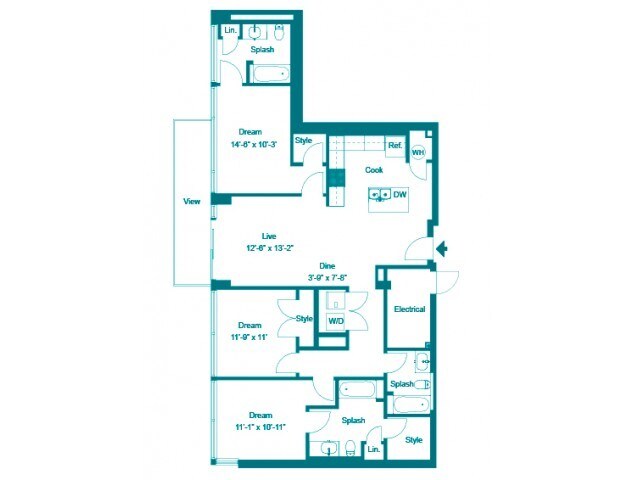 Maya - Three Bedroom Three Bath (1446 SF)