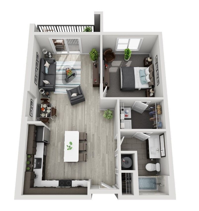 B4b (1BR) floor plan Brookside 51 - B4b (1BR)