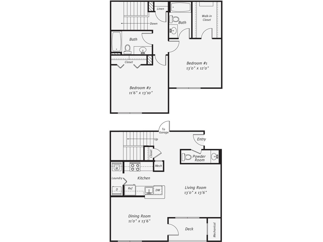 Floor Plan - 2 Bed/2.5 Bath-The Morris TH Garage