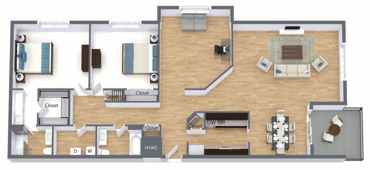 Floor Plan - 2 Bedroom  2 Bath  Den