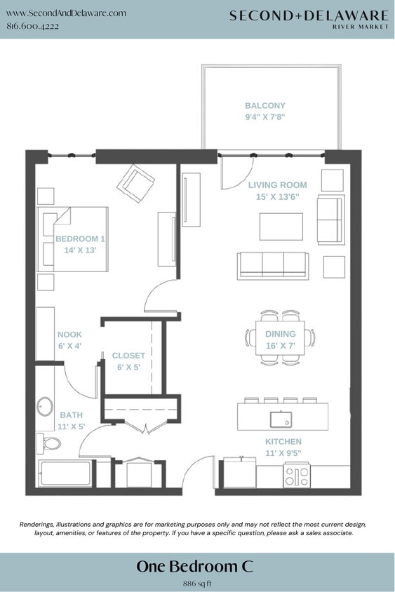 Floor Plan - C-One Bedroom