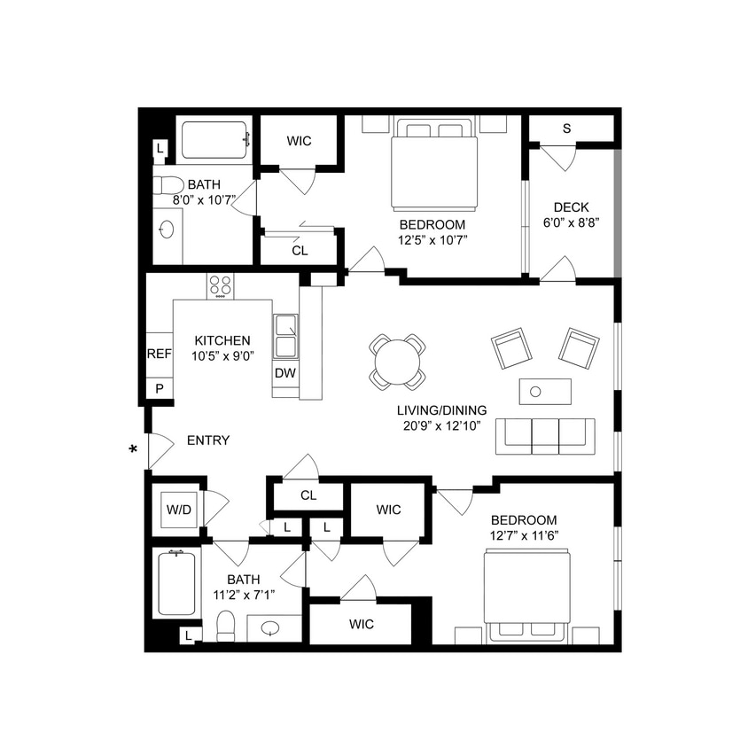 Floor Plan - 2 Bed, 2 Bath C