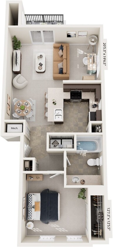 Floor Plan - One Bedroom End