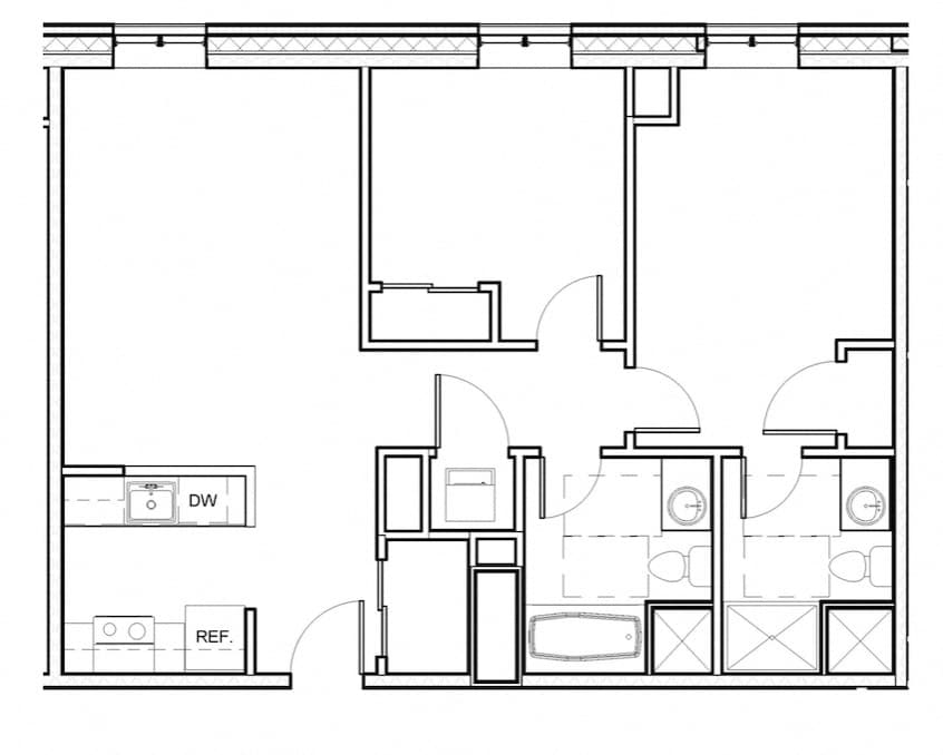 Floor Plan - 2 Bed 2 Bath 203-603