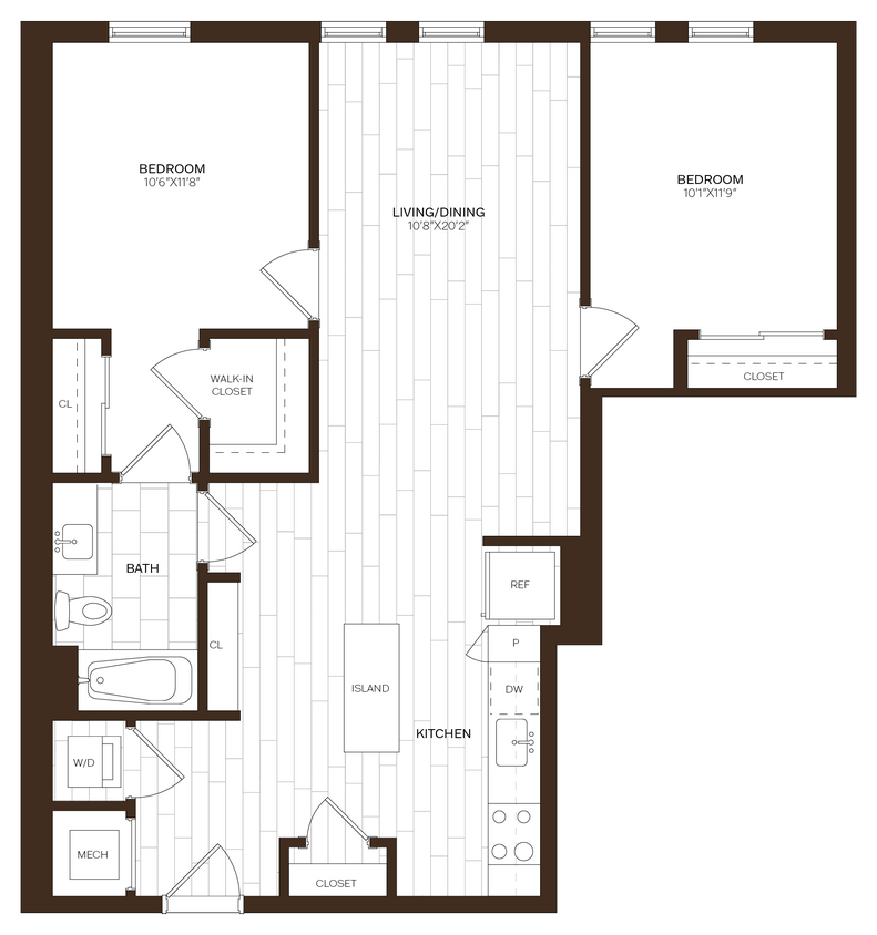 Floor Plan - 2 Bed/1 Bath-B7