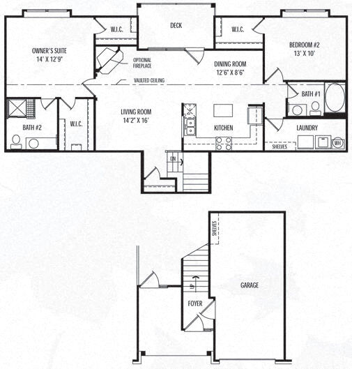 Floor Plan - 2 Bed w/ Attached Garage
