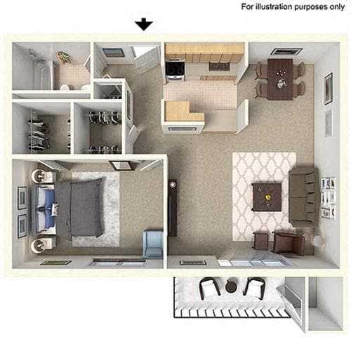 Floor Plan - 1 Bedroom 1 Bath