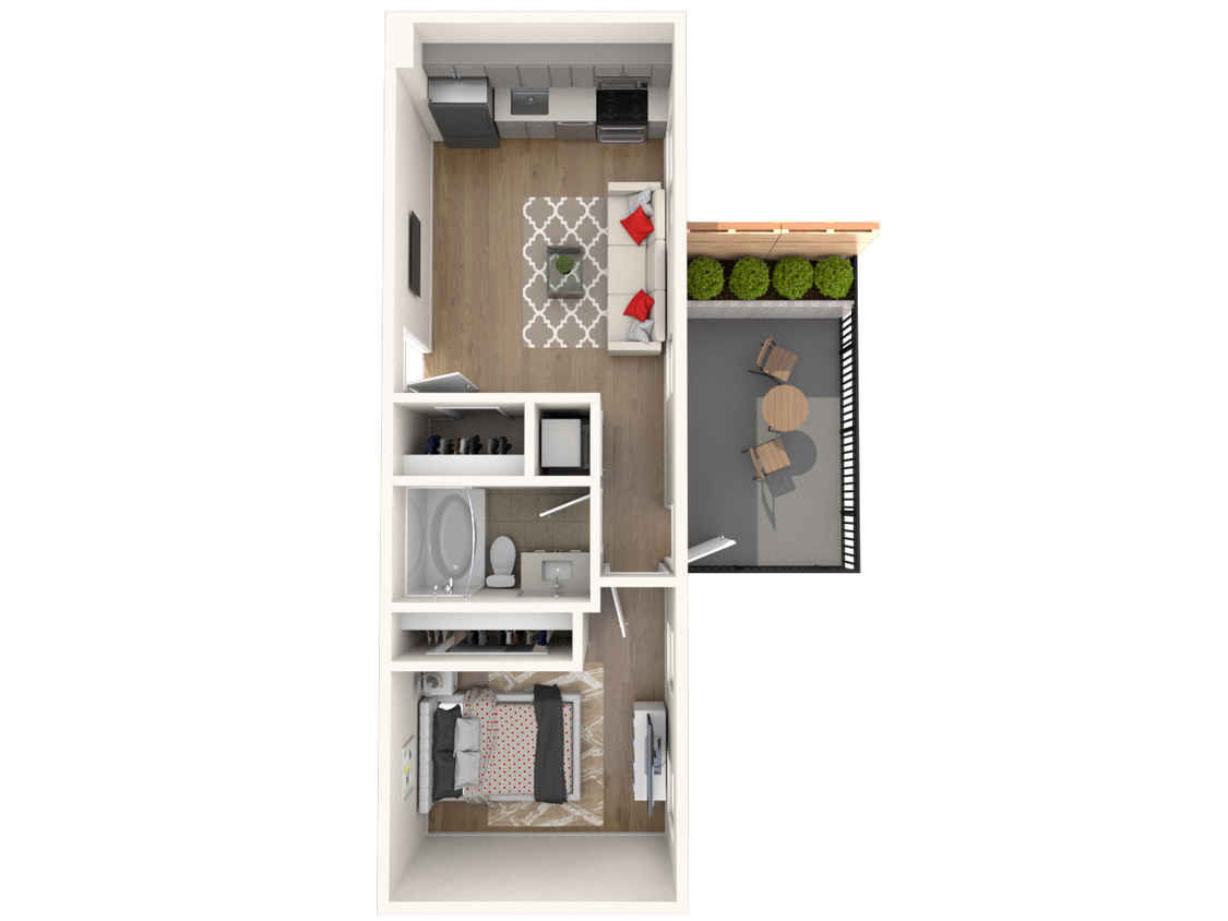 Floor Plan - #104 1Bed/1Bath
