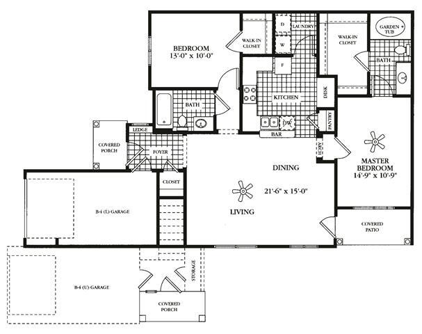 Floor Plan - B2BG -  Attached Garage Teton (Lower)