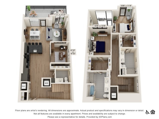 2 bed 2.5 bath | 1781 sq ft - Two Bedroom Two and Half Bath Townhouse (1781 SF)