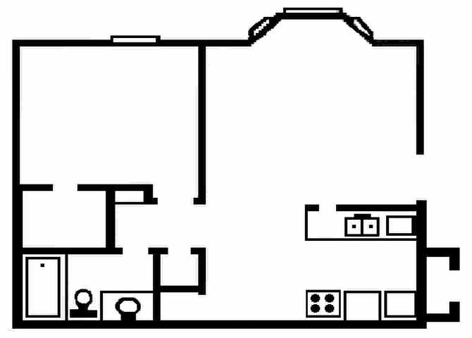 Floor Plan - 1 Bed 1 Bath