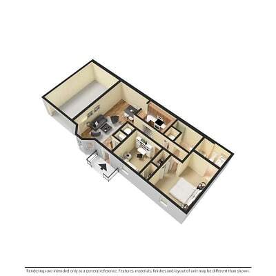 Floor Plan - 2 bedroom 2 bath  Garden with attached garage