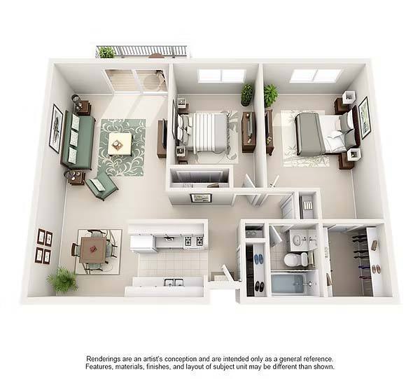 Floor Plan - 2 Bed 1 Bath