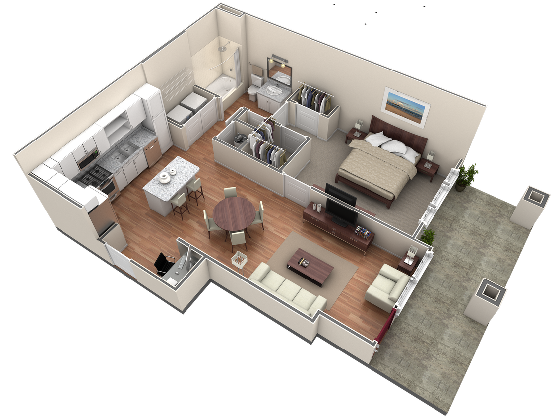 Floor Plan - 1 BR Designer Courtyard