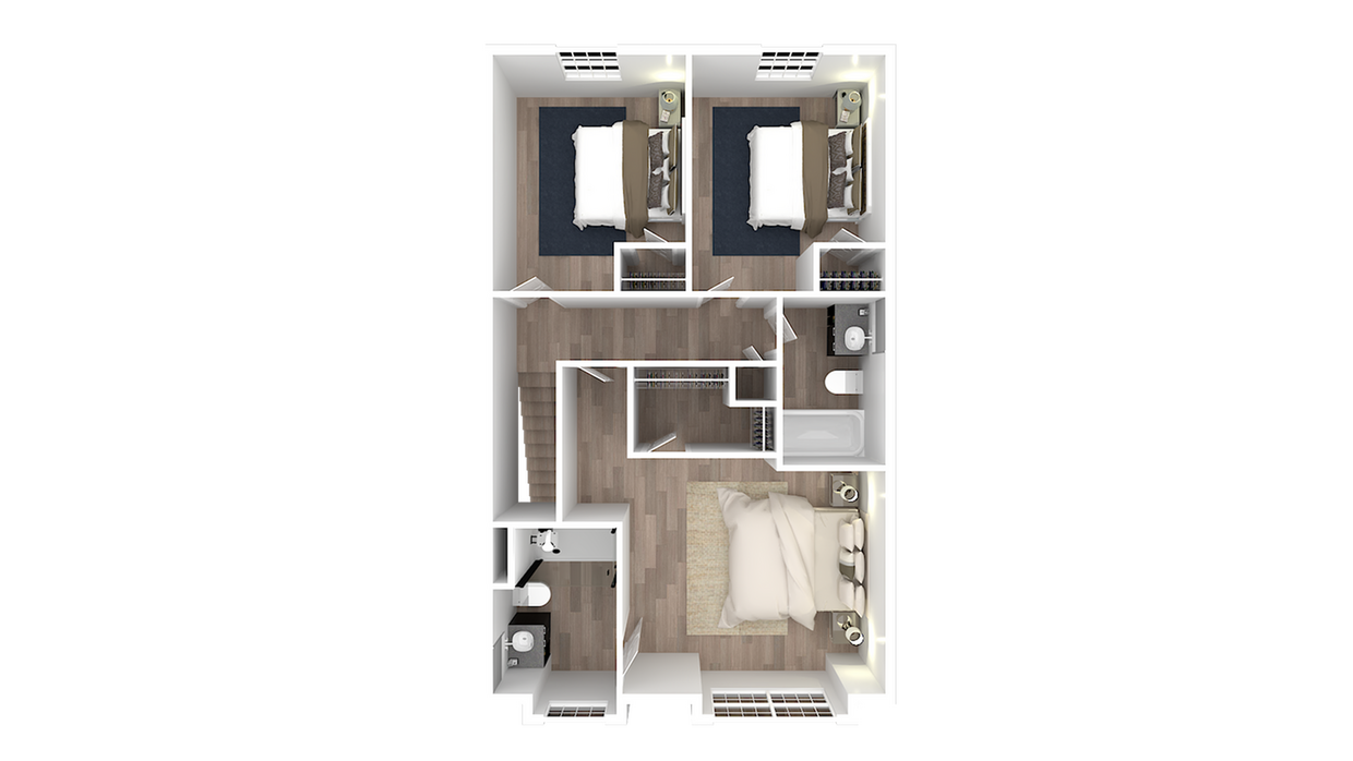 Experience a streamlined layout with three cozy bedrooms and modern amenities. - 4 Bedroom Townhome 2.5 Bath Interior