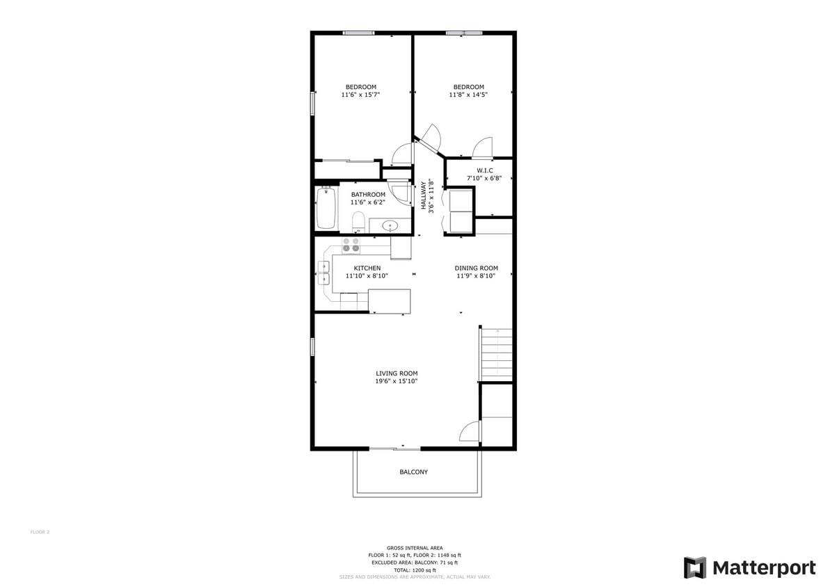 Floor Plan - CL21 - 2 Bed 1 Bath 2nd Floor 1 Stall Det Gar