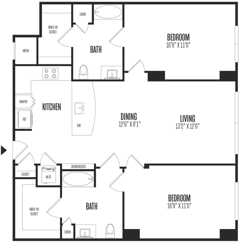 Floor Plan - 2 Bed/2 Bath-2B2