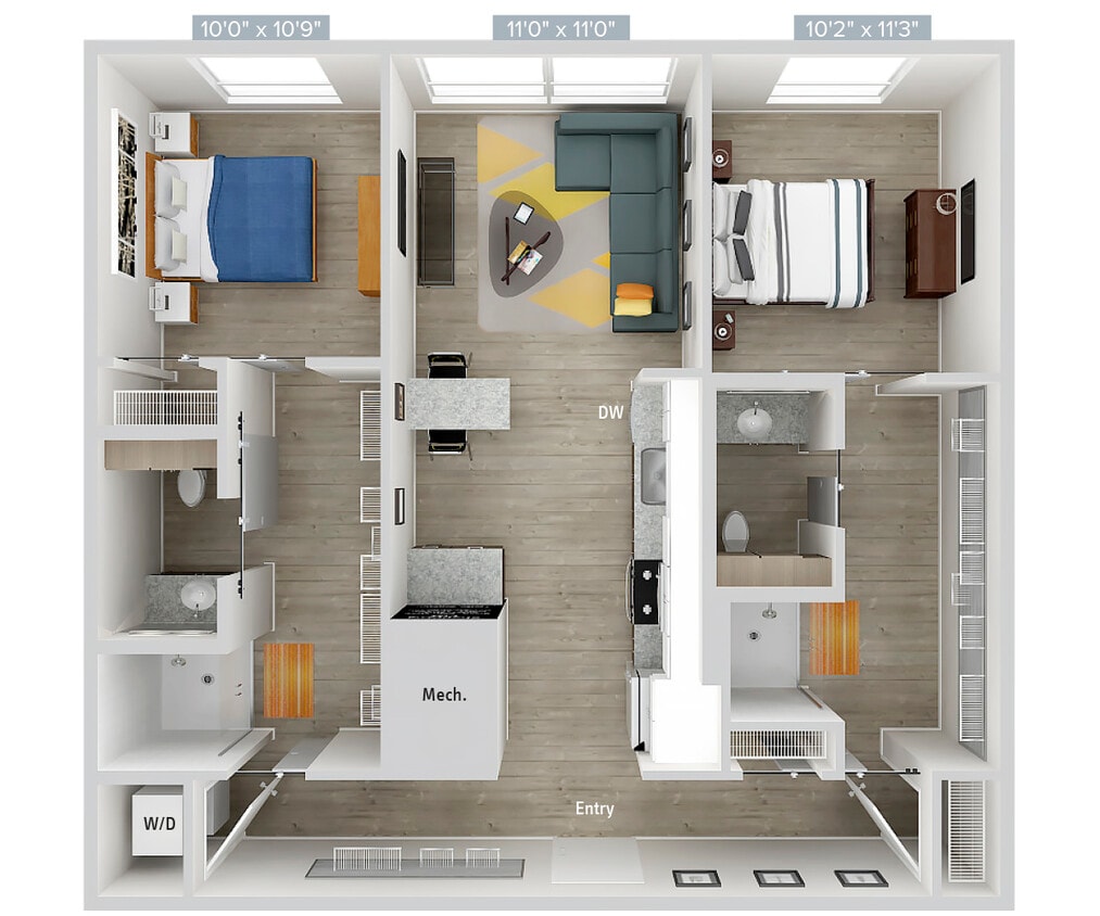 Floor Plan - B3-979SF-Apt208