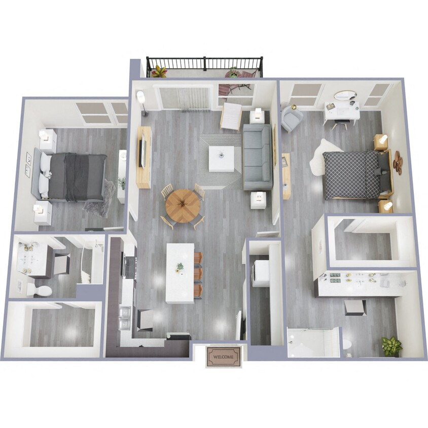 Floor Plan - K - 2 Bed 2 Bath