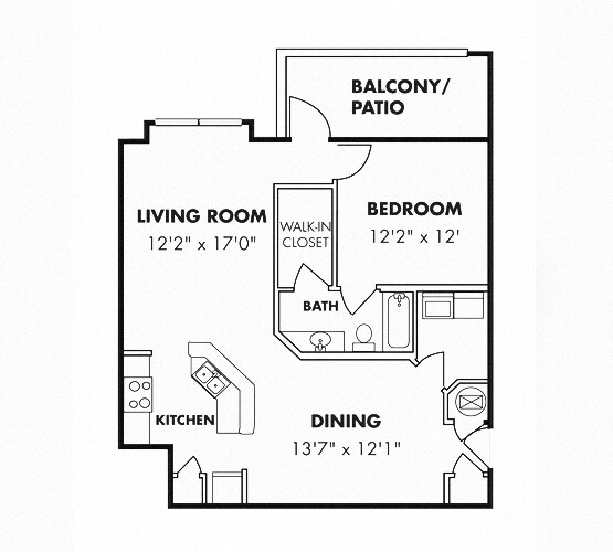 Floor Plan - 1 Bedroom/1 Bath