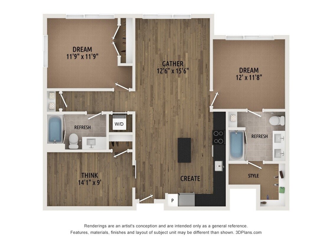 Floor Plan - Two Bed Den E2