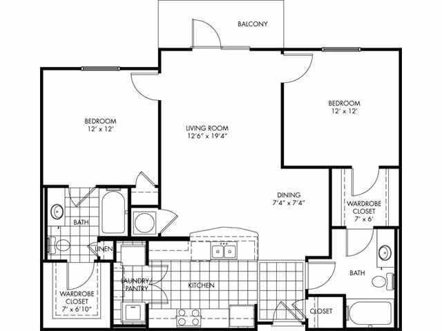 Bayberry - 2 bed/2 bath-1088 sqft