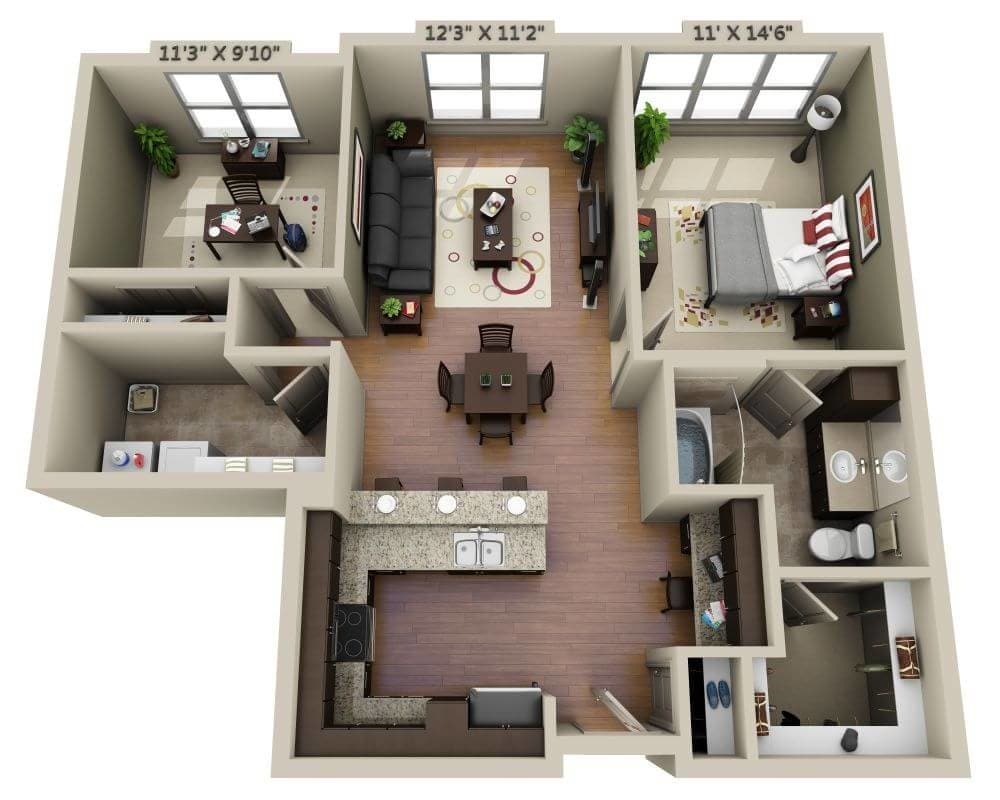 Floor Plan - Two Bedroom B1A
