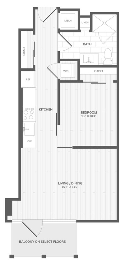 Floor Plan - 1 Bed/1 Bath-Jr B West Medley