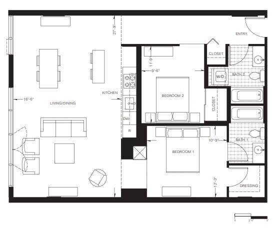 Floor Plan - Two Bedroom Penthouse (B7)